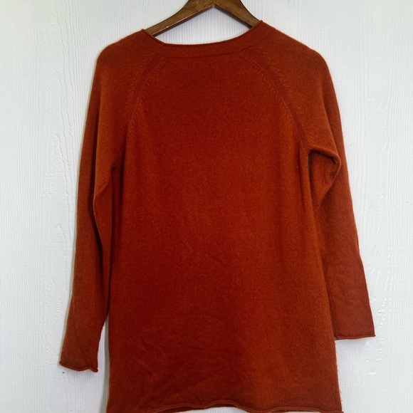 Fenn Wright - Burnt Orange Long Sleeve Zip Pocket 100 Percent Cashmere Sweater M - Picture 11 of 11
